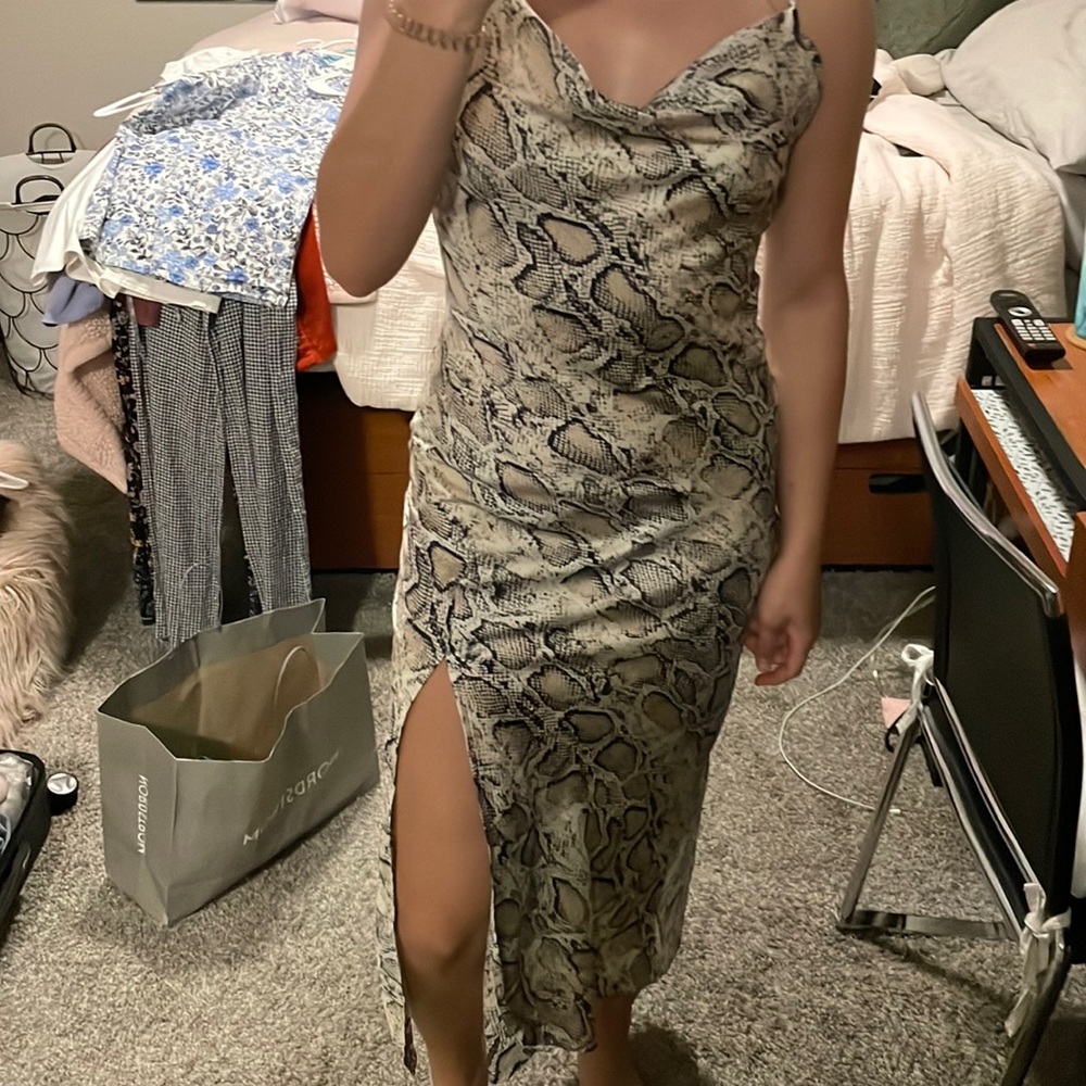 Snake skin maxi slip dress